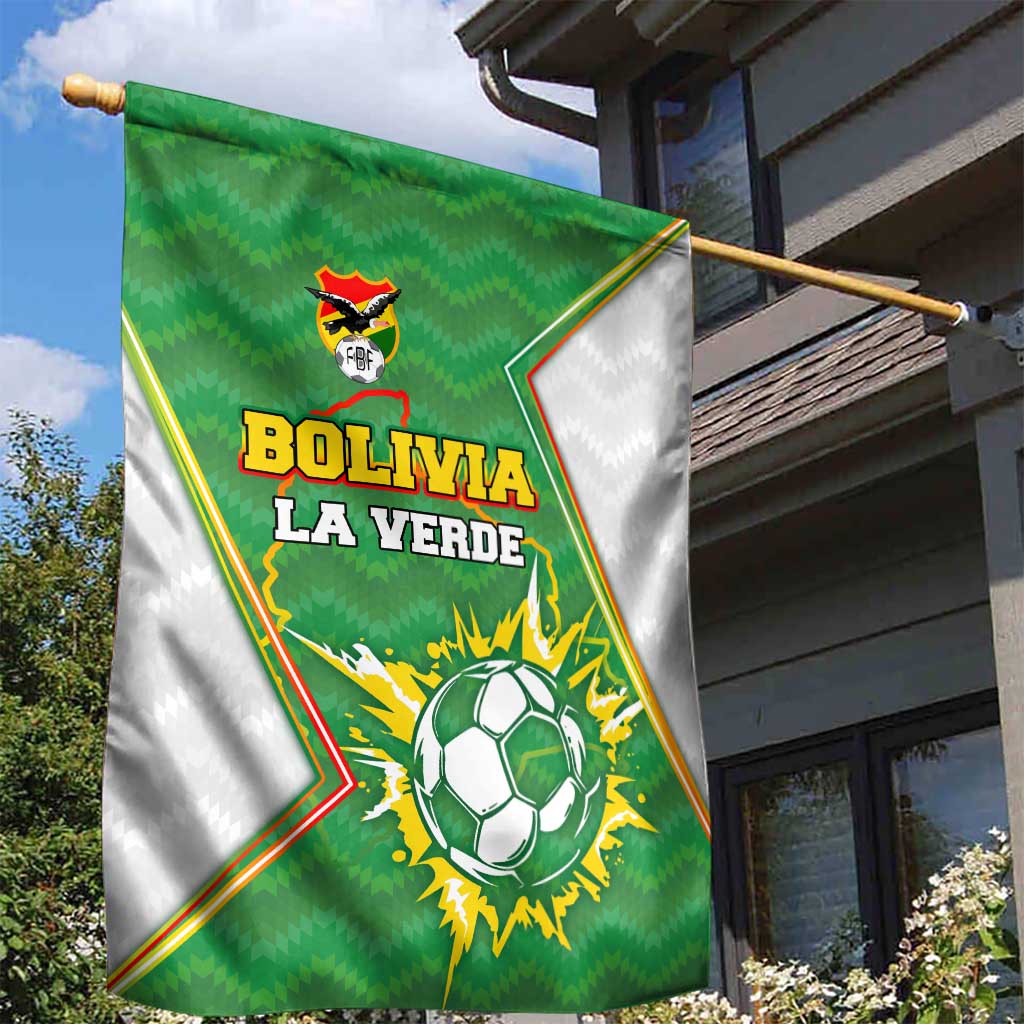 Bolivia La Verde Soccer Garden Flag with Number and Flaming Ball Graphic