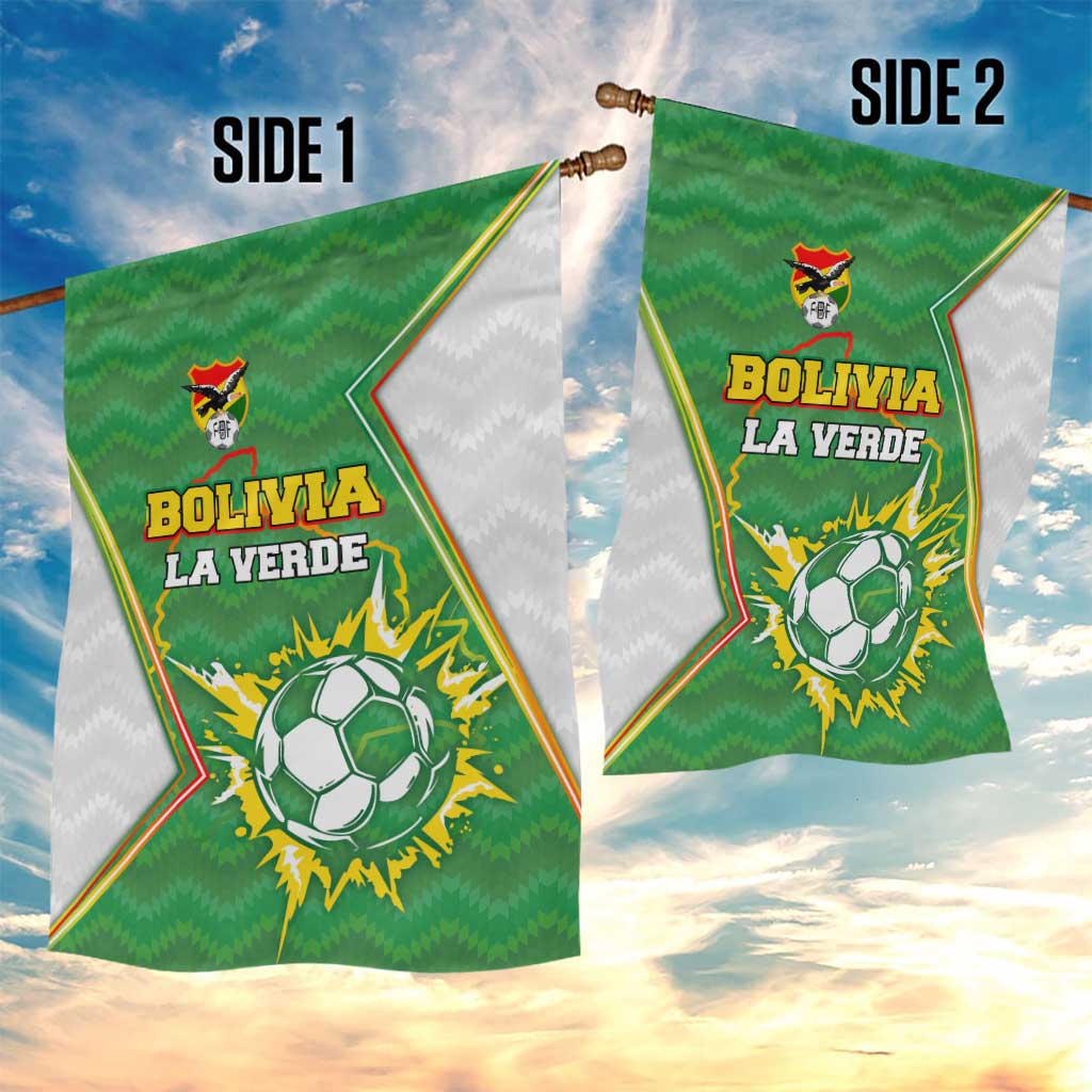 Bolivia La Verde Soccer Garden Flag with Number and Flaming Ball Graphic