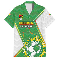 Personalized Bolivia La Verde Soccer Hawaiian Shirt with Number and Flaming Ball Graphic