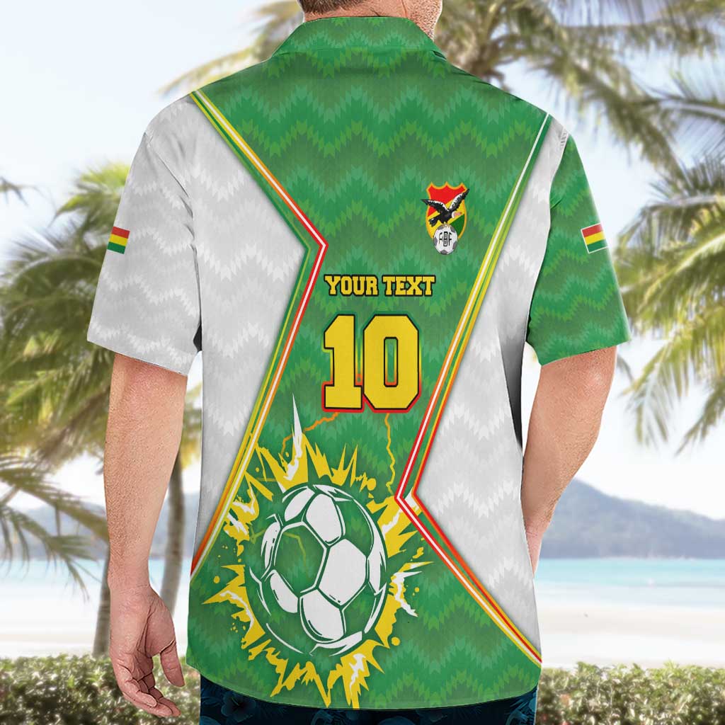 Personalized Bolivia La Verde Soccer Hawaiian Shirt with Number and Flaming Ball Graphic TS04