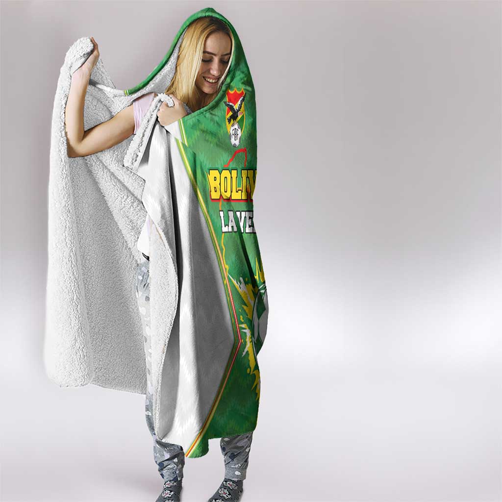 Bolivia La Verde Soccer Hooded Blanket with Number and Flaming Ball Graphic