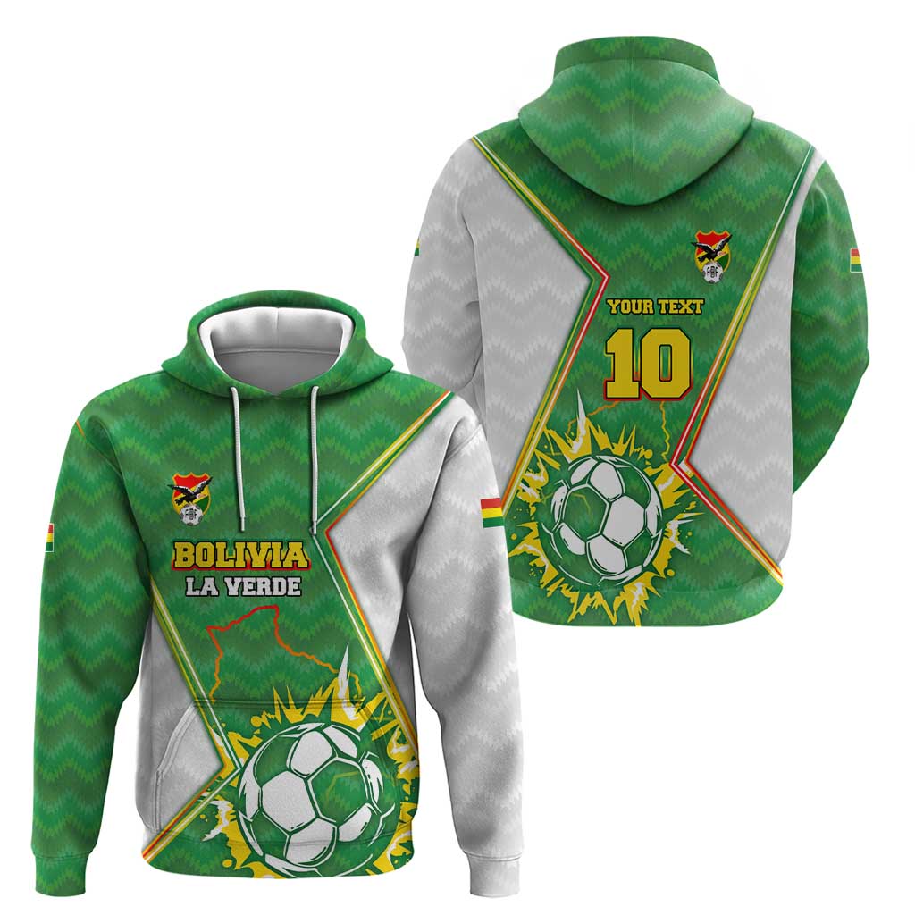 Personalized Bolivia La Verde Soccer Hoodie with Number and Flaming Ball Graphic TS04
