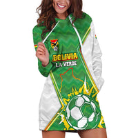 Personalized Bolivia La Verde Soccer Hoodie Dress with Number and Flaming Ball Graphic