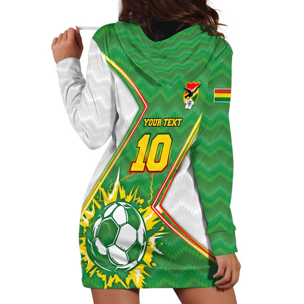 Personalized Bolivia La Verde Soccer Hoodie Dress with Number and Flaming Ball Graphic TS04