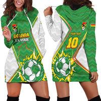 Personalized Bolivia La Verde Soccer Hoodie Dress with Number and Flaming Ball Graphic TS04