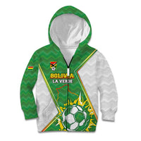 Personalized Bolivia La Verde Soccer Kid Hoodie with Number and Flaming Ball Graphic