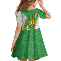 Personalized Bolivia La Verde Soccer Kid Short Sleeve Dress with Number and Flaming Ball Graphic TS04