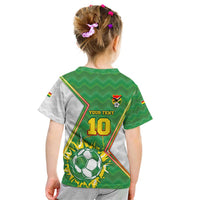 Personalized Bolivia La Verde Soccer Kid T Shirt with Number and Flaming Ball Graphic TS04