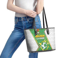 Bolivia La Verde Soccer Leather Tote Bag with Number and Flaming Ball Graphic