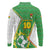 Personalized Bolivia La Verde Soccer Long Sleeve Polo Shirt with Number and Flaming Ball Graphic