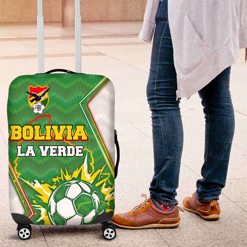 Bolivia La Verde Soccer Luggage Cover with Number and Flaming Ball Graphic