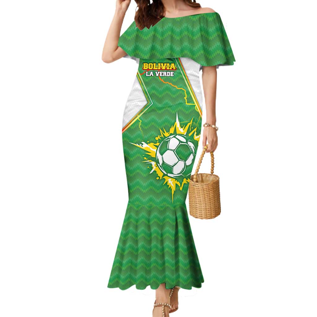 Personalized Bolivia La Verde Soccer Mermaid Dress with Number and Flaming Ball Graphic