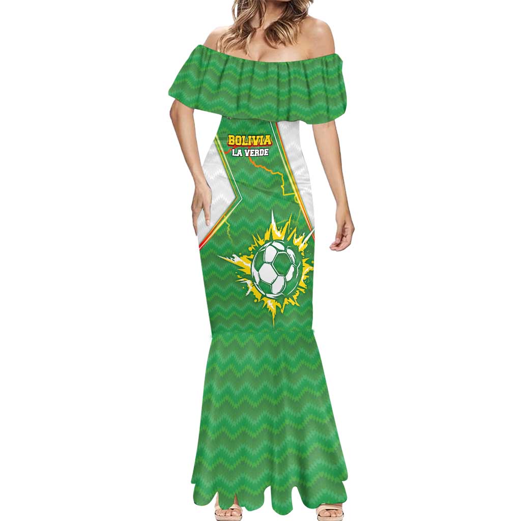Personalized Bolivia La Verde Soccer Mermaid Dress with Number and Flaming Ball Graphic
