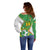 Personalized Bolivia La Verde Soccer Off Shoulder Sweater with Number and Flaming Ball Graphic