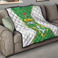 Bolivia La Verde Soccer Quilt with Number and Flaming Ball Graphic