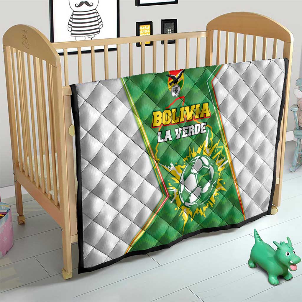 Bolivia La Verde Soccer Quilt with Number and Flaming Ball Graphic