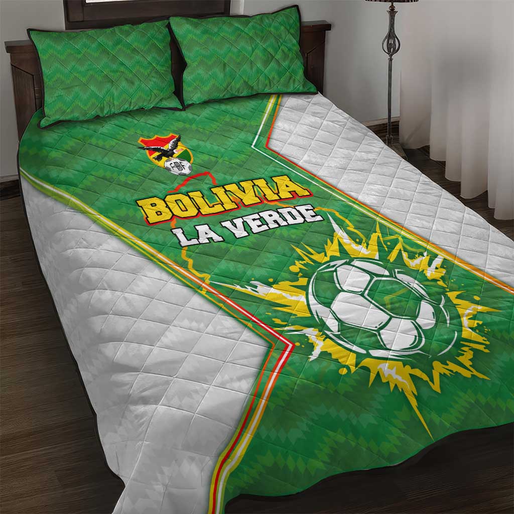 Bolivia La Verde Soccer Quilt Bed Set with Number and Flaming Ball Graphic