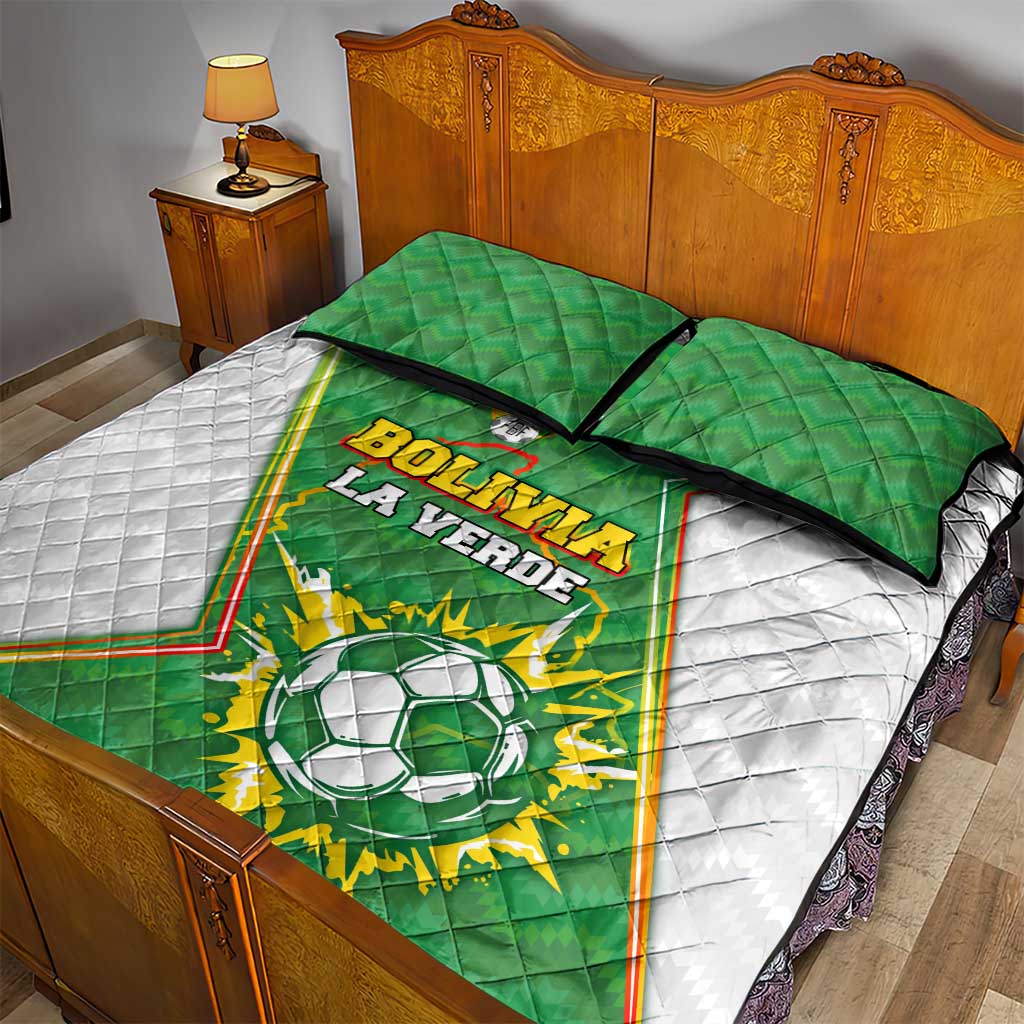 Bolivia La Verde Soccer Quilt Bed Set with Number and Flaming Ball Graphic