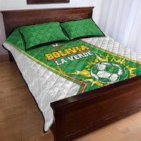 Bolivia La Verde Soccer Quilt Bed Set with Number and Flaming Ball Graphic