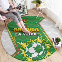 Bolivia La Verde Soccer Round Carpet with Number and Flaming Ball Graphic