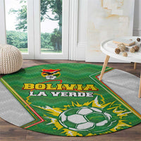 Bolivia La Verde Soccer Round Carpet with Number and Flaming Ball Graphic