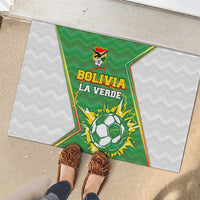 Bolivia La Verde Soccer Rubber Doormat with Number and Flaming Ball Graphic