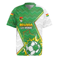 Personalized Bolivia La Verde Soccer Rugby Jersey with Number and Flaming Ball Graphic