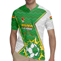 Personalized Bolivia La Verde Soccer Rugby Jersey with Number and Flaming Ball Graphic