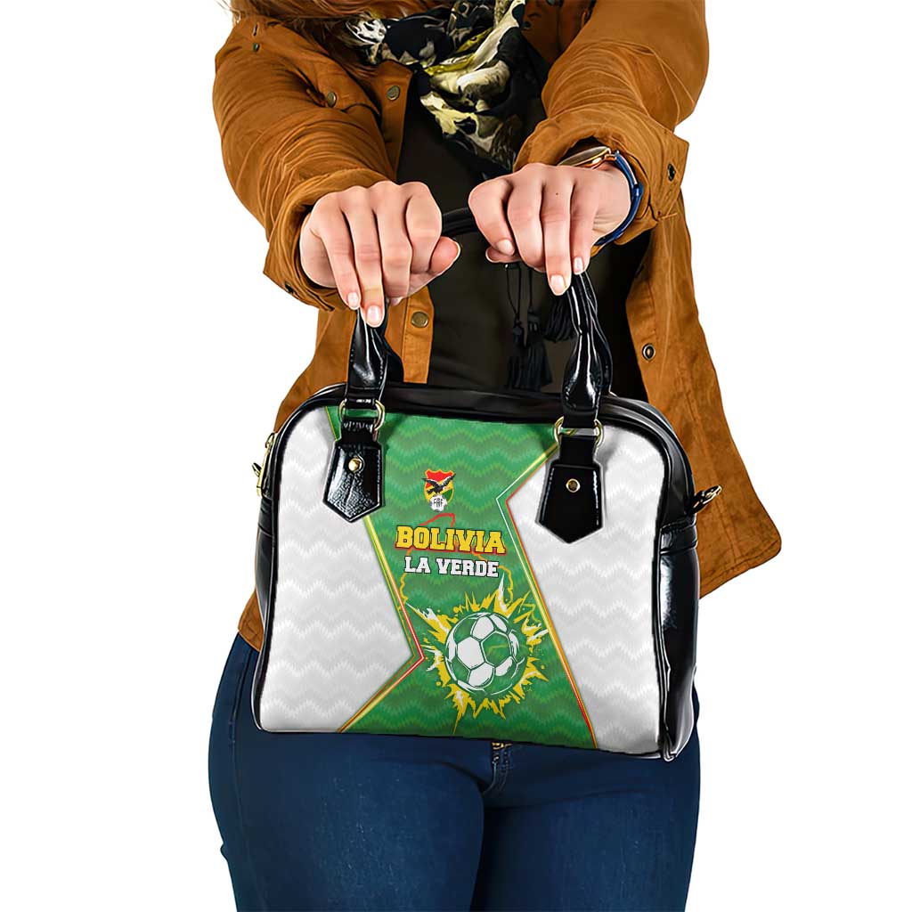 Bolivia La Verde Soccer Shoulder Handbag with Number and Flaming Ball Graphic