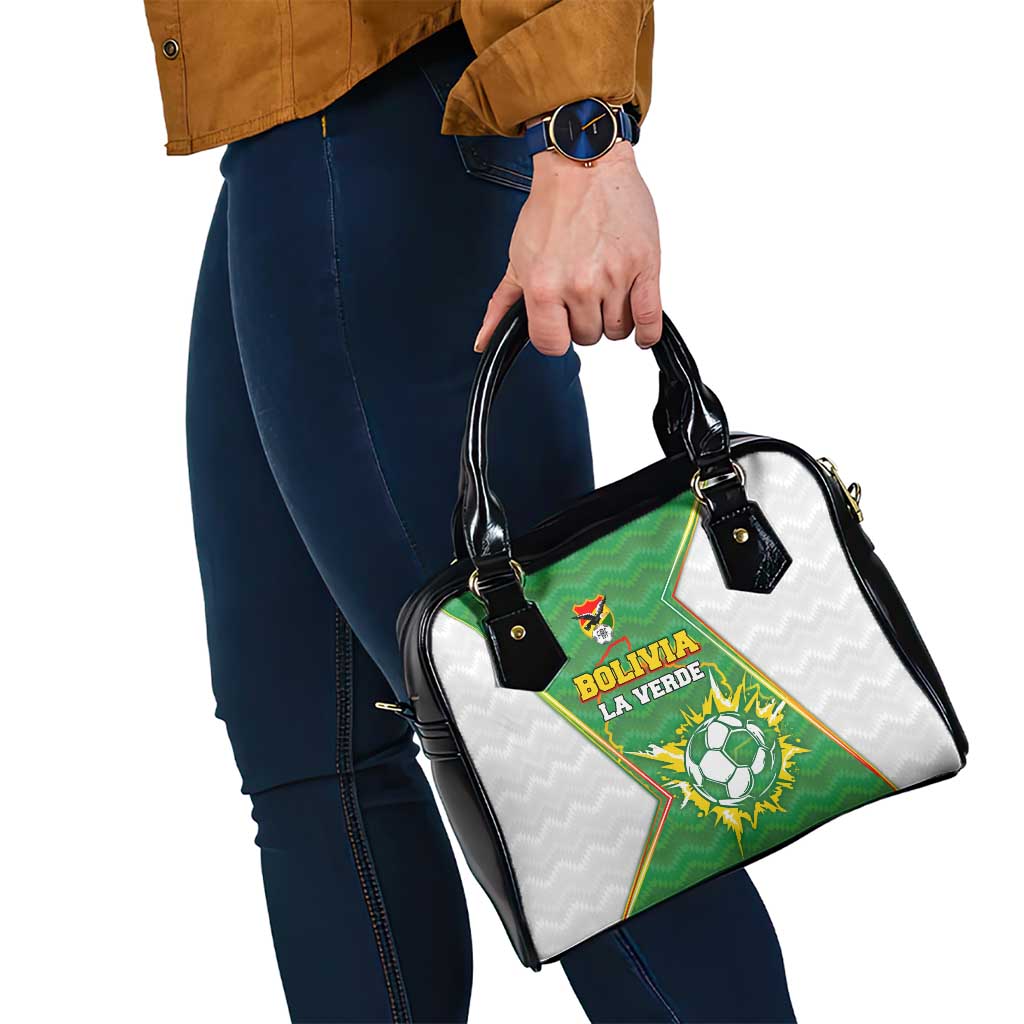 Bolivia La Verde Soccer Shoulder Handbag with Number and Flaming Ball Graphic