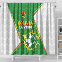 Bolivia La Verde Soccer Shower Curtain with Number and Flaming Ball Graphic