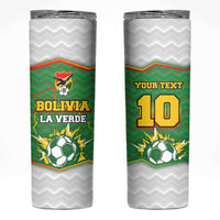 Bolivia La Verde Soccer Skinny Tumbler with Number and Flaming Ball Graphic TS04