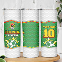 Bolivia La Verde Soccer Skinny Tumbler with Number and Flaming Ball Graphic TS04
