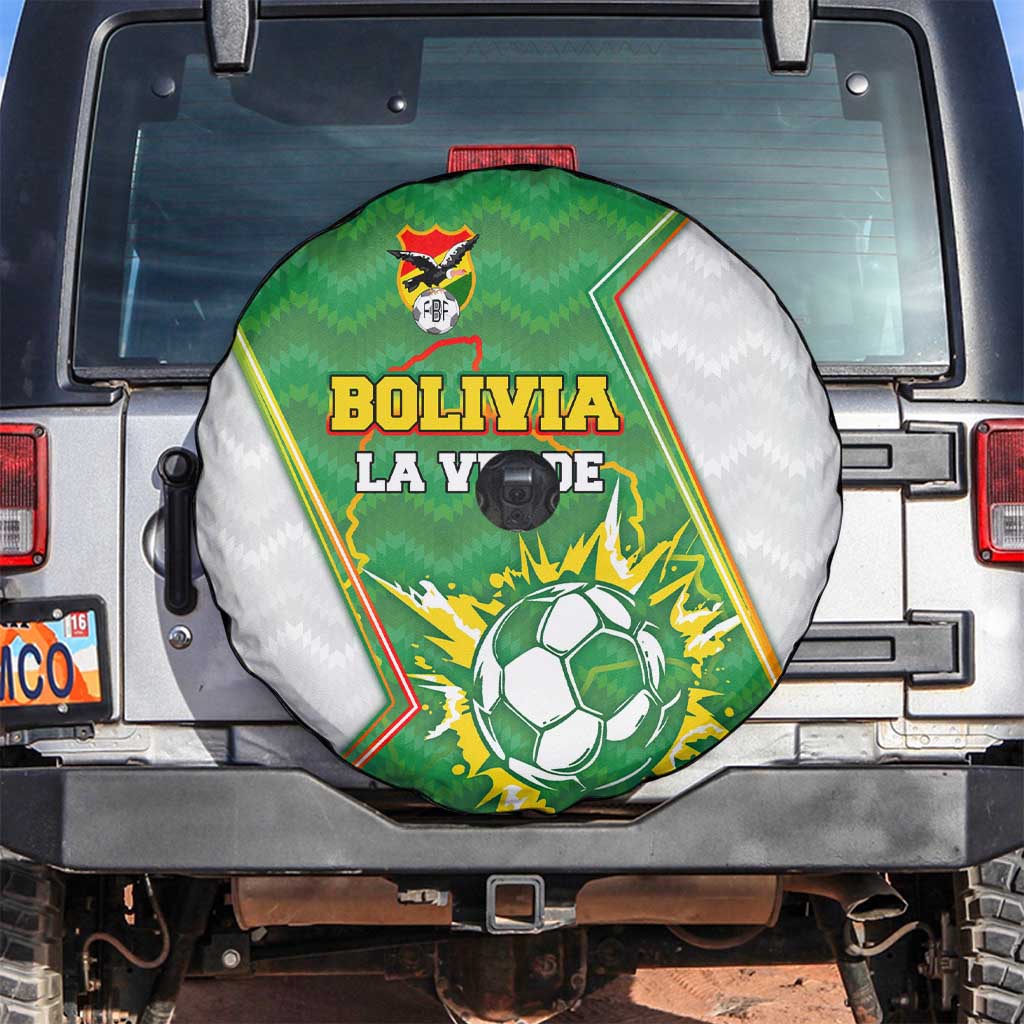 Bolivia La Verde Soccer Spare Tire Cover with Number and Flaming Ball Graphic