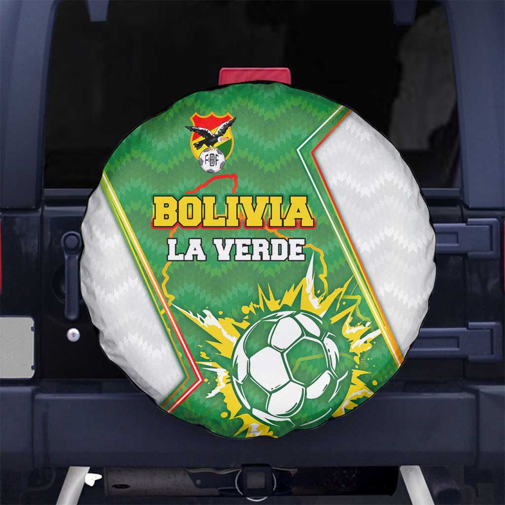 Bolivia La Verde Soccer Spare Tire Cover with Number and Flaming Ball Graphic