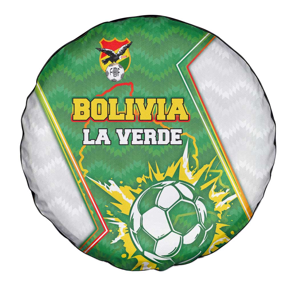Bolivia La Verde Soccer Spare Tire Cover with Number and Flaming Ball Graphic
