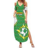 Personalized Bolivia La Verde Soccer Summer Maxi Dress with Number and Flaming Ball Graphic