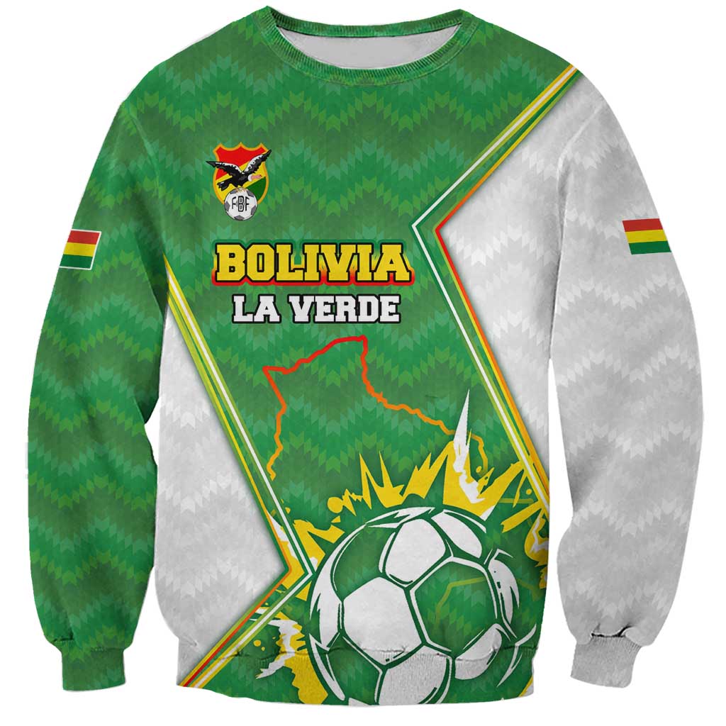 Personalized Bolivia La Verde Soccer Sweatshirt with Number and Flaming Ball Graphic