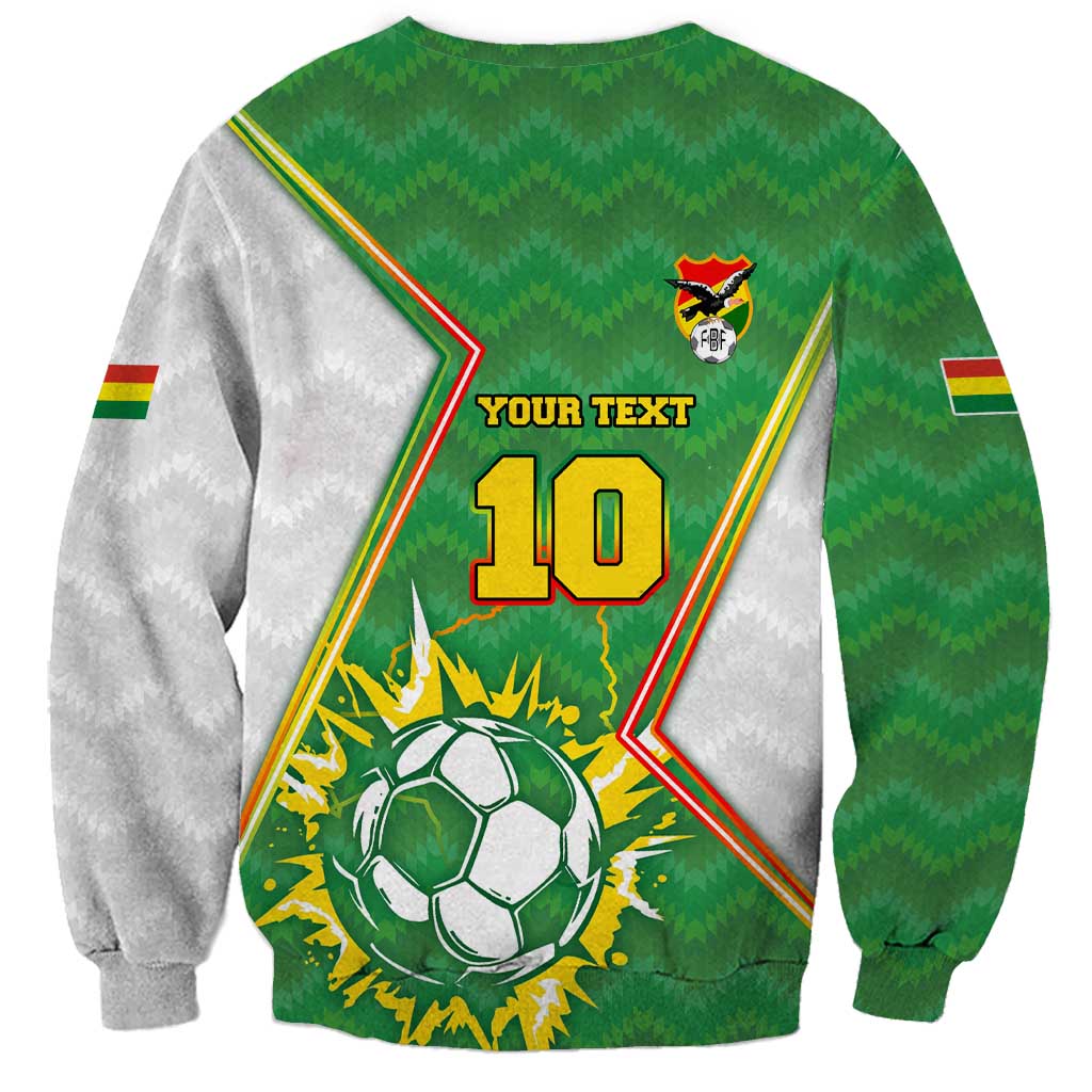 Personalized Bolivia La Verde Soccer Sweatshirt with Number and Flaming Ball Graphic TS04