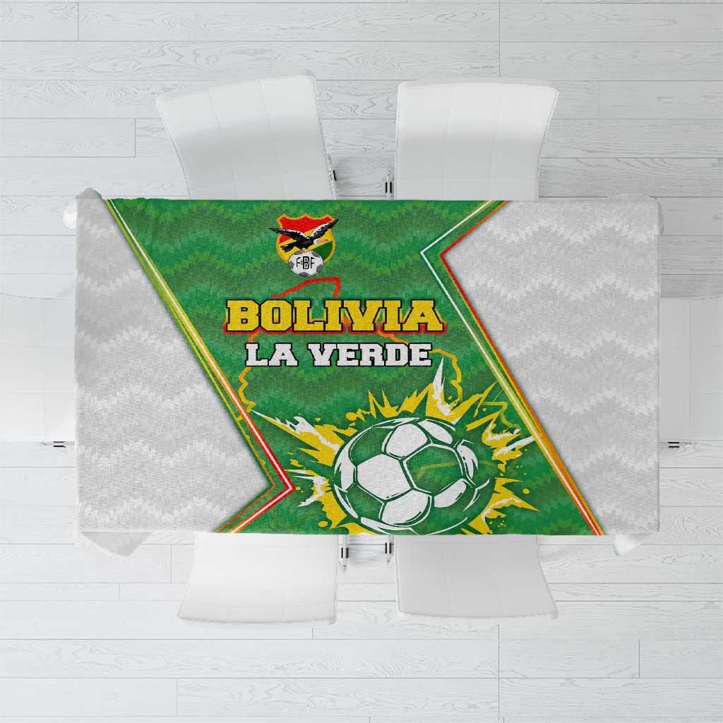 Bolivia La Verde Soccer Tablecloth with Number and Flaming Ball Graphic