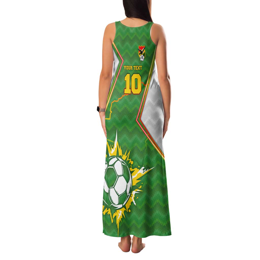 Personalized Bolivia La Verde Soccer Tank Maxi Dress with Number and Flaming Ball Graphic TS04