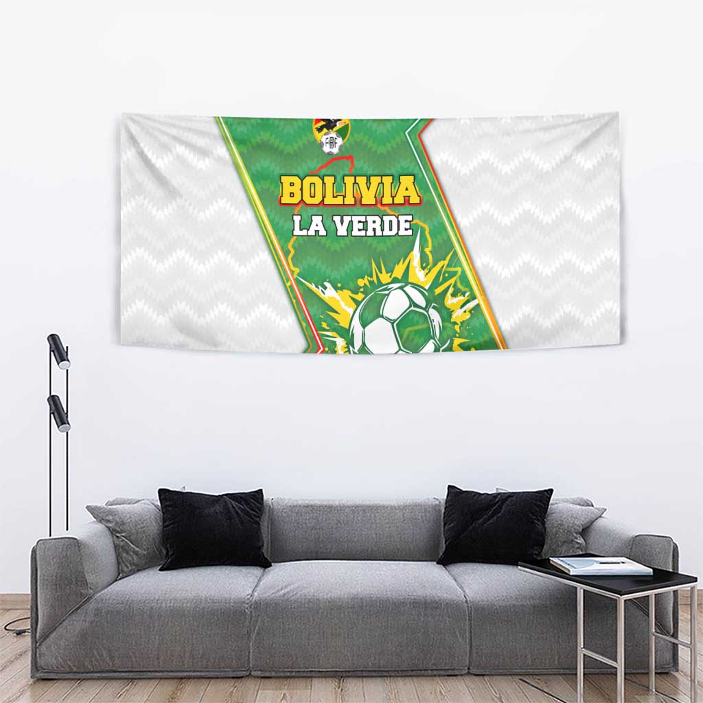 Bolivia La Verde Soccer Tapestry with Number and Flaming Ball Graphic
