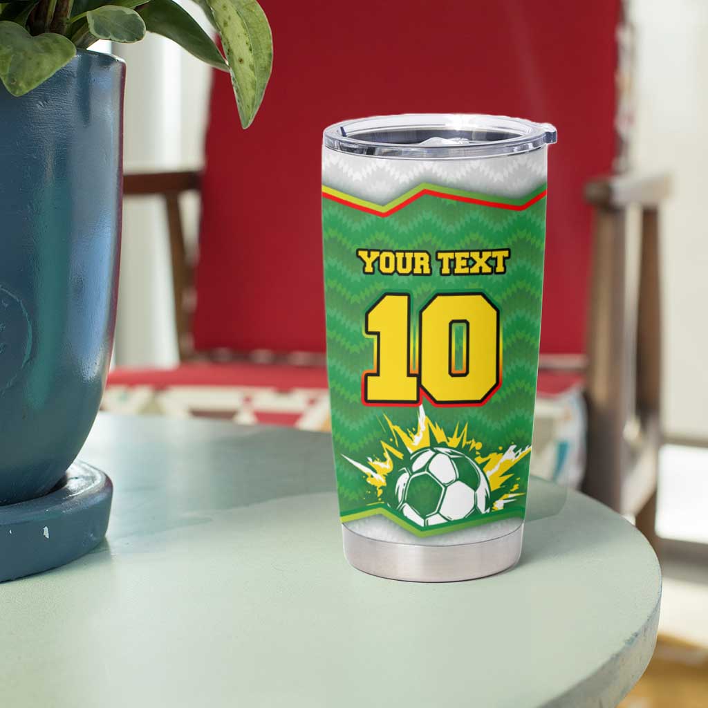 Bolivia La Verde Soccer Tumbler Cup with Number and Flaming Ball Graphic TS04