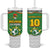 Bolivia La Verde Soccer Tumbler With Handle with Number and Flaming Ball Graphic