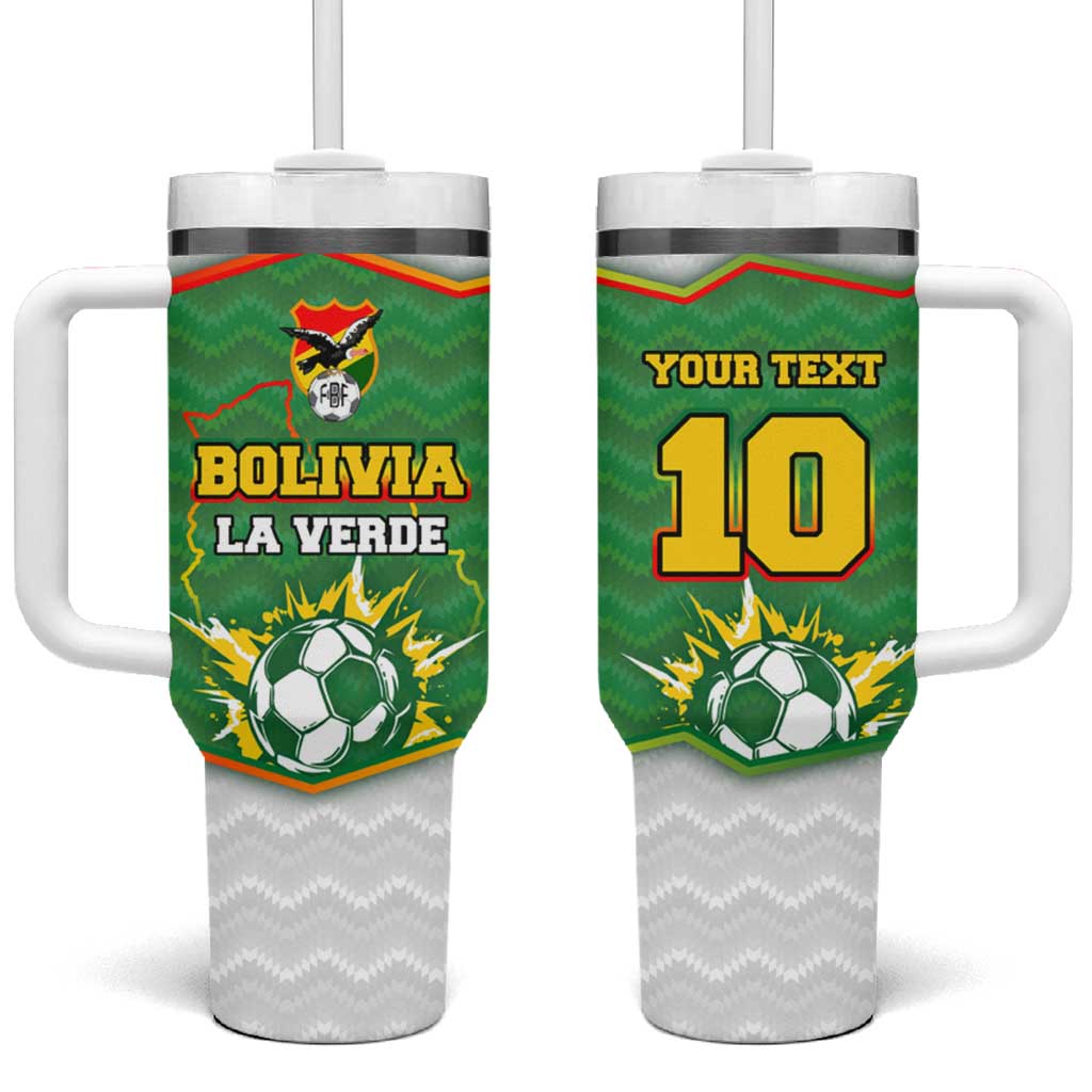 Bolivia La Verde Soccer Tumbler With Handle with Number and Flaming Ball Graphic TS04