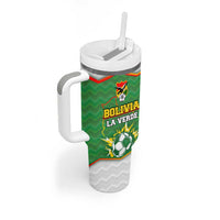 Bolivia La Verde Soccer Tumbler With Handle with Number and Flaming Ball Graphic TS04