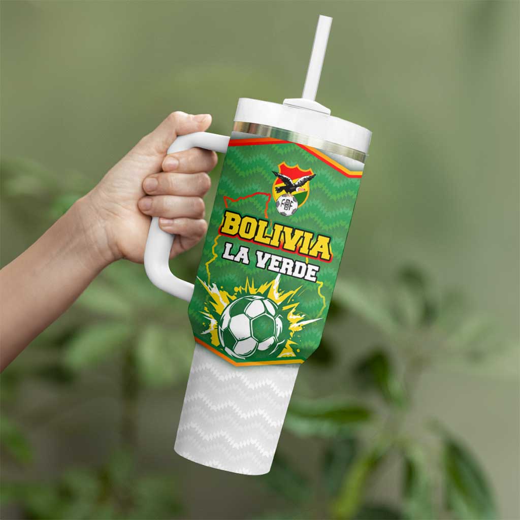 Bolivia La Verde Soccer Tumbler With Handle with Number and Flaming Ball Graphic TS04