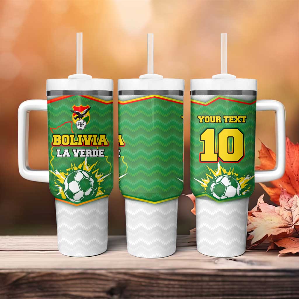 Bolivia La Verde Soccer Tumbler With Handle with Number and Flaming Ball Graphic TS04