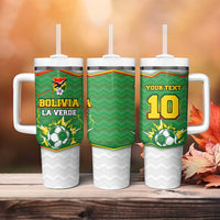 Bolivia La Verde Soccer Tumbler With Handle with Number and Flaming Ball Graphic TS04