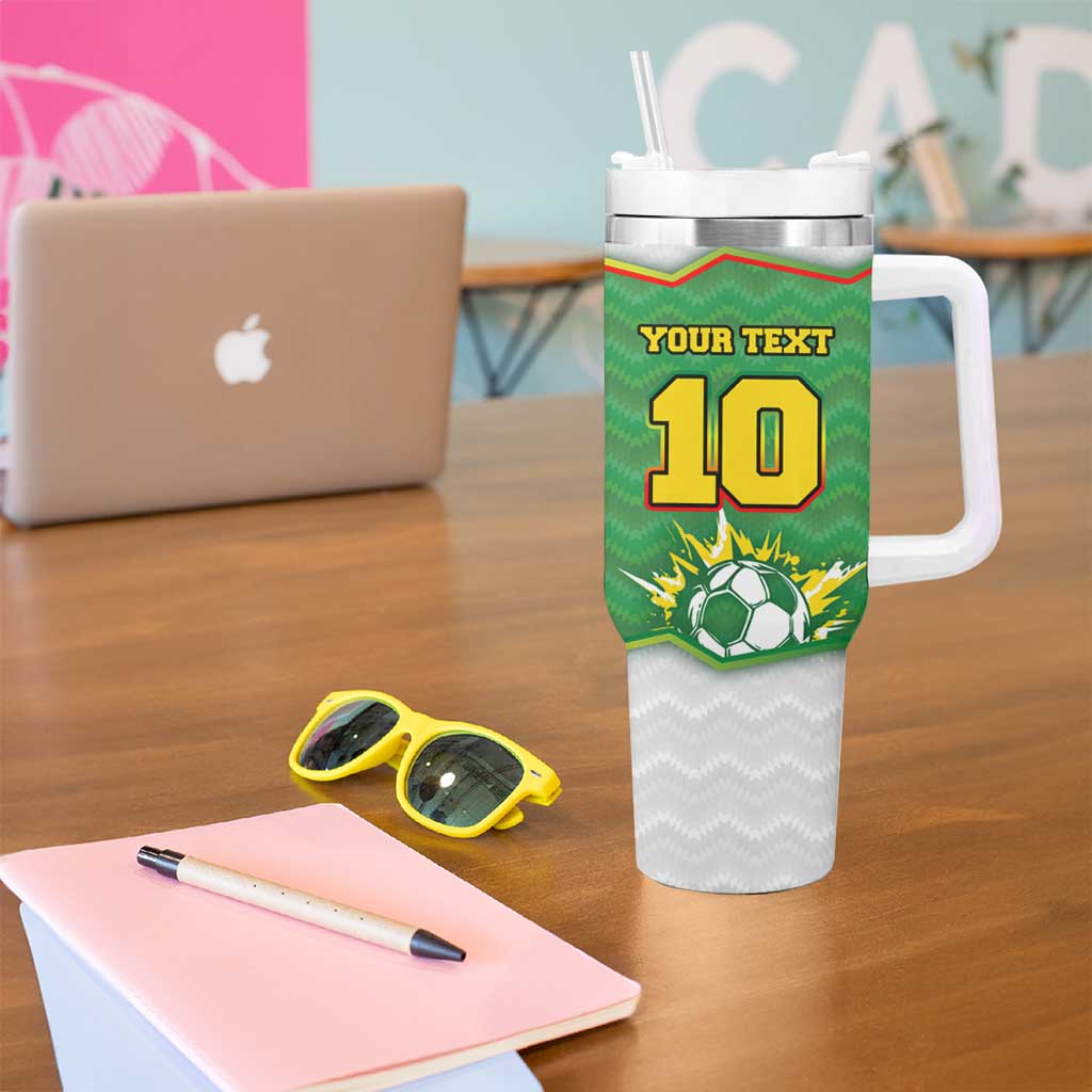 Bolivia La Verde Soccer Tumbler With Handle with Number and Flaming Ball Graphic TS04